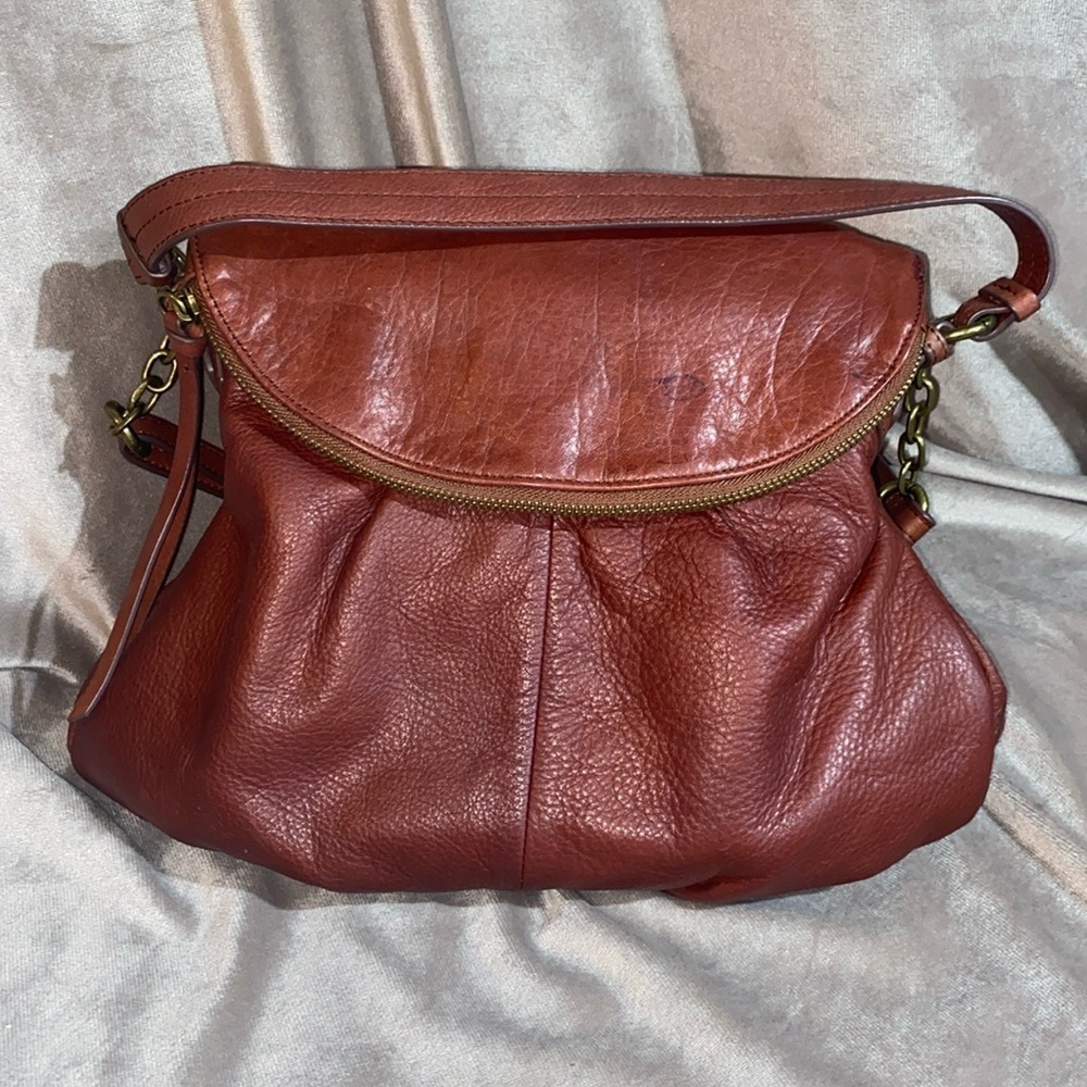 Margot Natalie Leather Fold Over Hobo Crossbody Bag Shoulder Purse